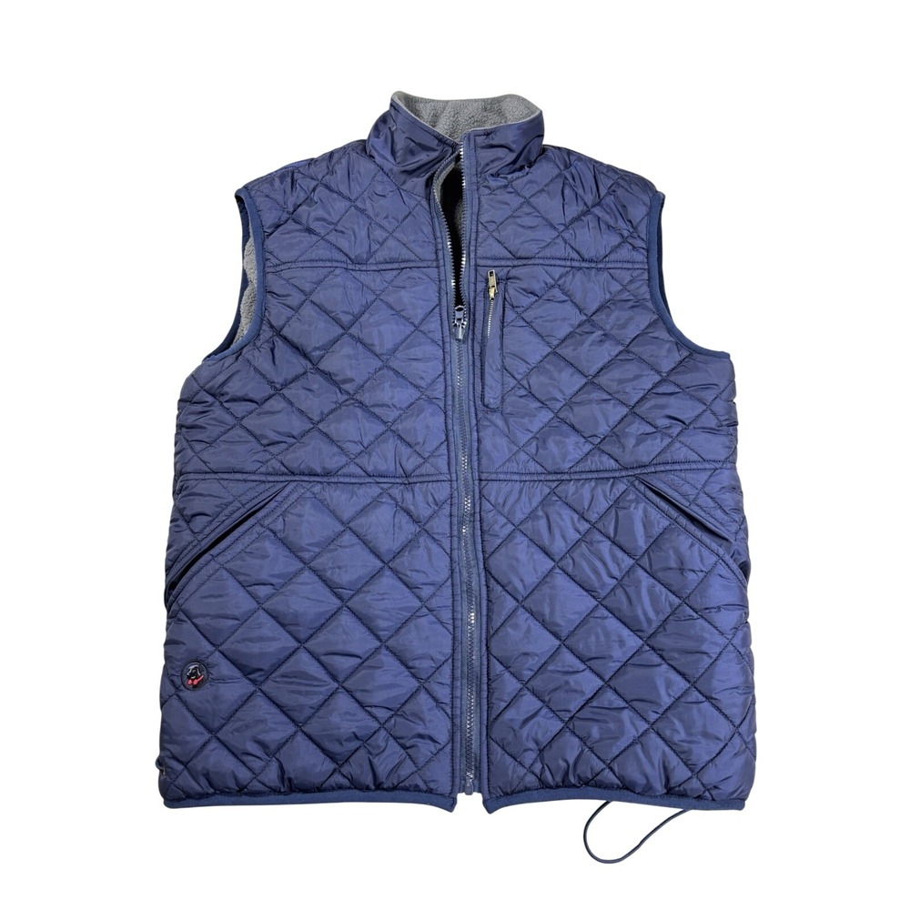 Southern Proper Mens Quilted Fleece Lined Vest Navy Blue Full Zip Large